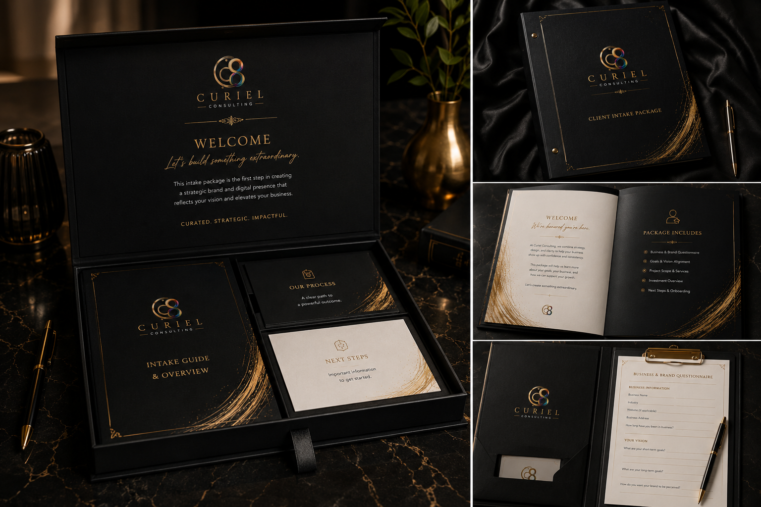 Curiel Consulting luxury client intake package mockup