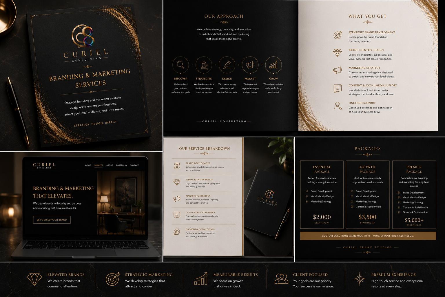 Curiel Brand Studios luxury client experience mockup